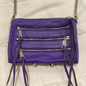 Authentic Rebecca Minkoff Purple Mini 5 Zip Leather Crossbody Bag